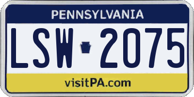 PA license plate LSW2075