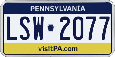 PA license plate LSW2077