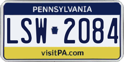 PA license plate LSW2084