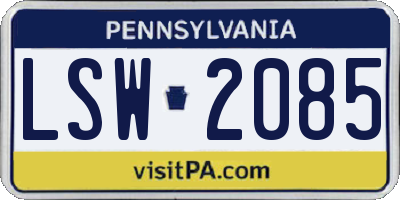 PA license plate LSW2085