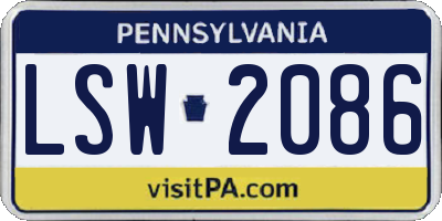 PA license plate LSW2086
