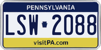PA license plate LSW2088