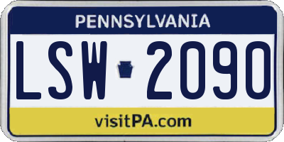 PA license plate LSW2090