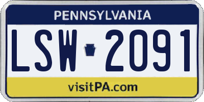 PA license plate LSW2091