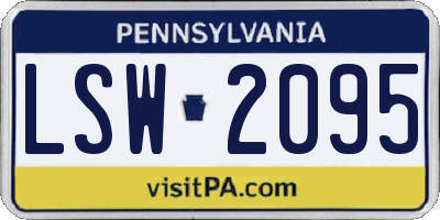 PA license plate LSW2095