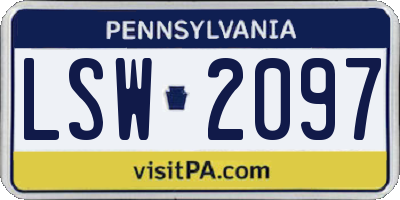 PA license plate LSW2097