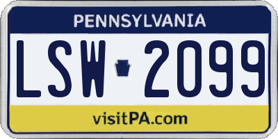 PA license plate LSW2099