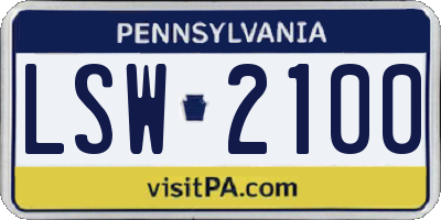 PA license plate LSW2100