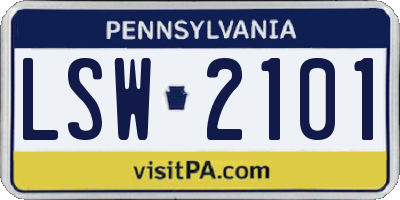 PA license plate LSW2101