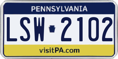 PA license plate LSW2102