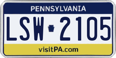 PA license plate LSW2105