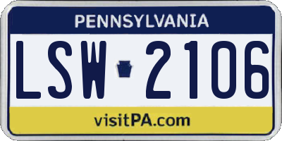 PA license plate LSW2106