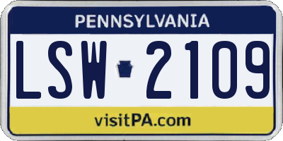 PA license plate LSW2109