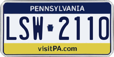 PA license plate LSW2110