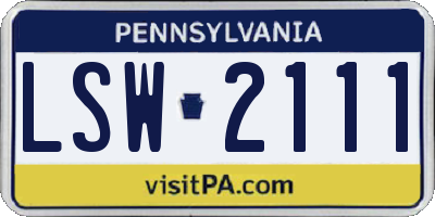 PA license plate LSW2111