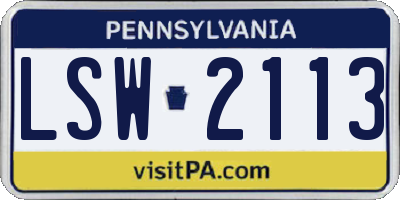 PA license plate LSW2113