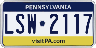 PA license plate LSW2117