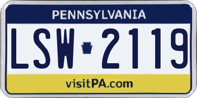 PA license plate LSW2119