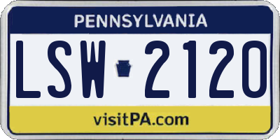 PA license plate LSW2120