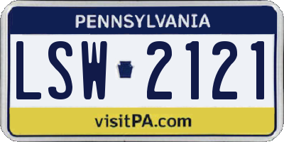 PA license plate LSW2121