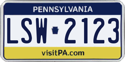 PA license plate LSW2123