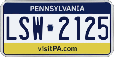 PA license plate LSW2125