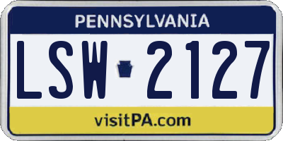 PA license plate LSW2127