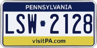 PA license plate LSW2128