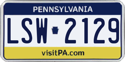 PA license plate LSW2129