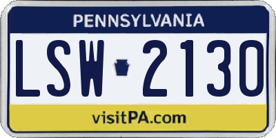 PA license plate LSW2130