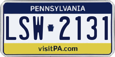 PA license plate LSW2131