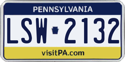 PA license plate LSW2132