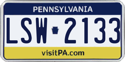 PA license plate LSW2133