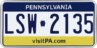 PA license plate LSW2135