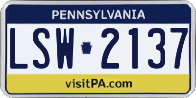 PA license plate LSW2137