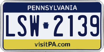 PA license plate LSW2139