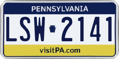 PA license plate LSW2141