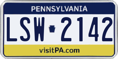 PA license plate LSW2142