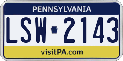 PA license plate LSW2143