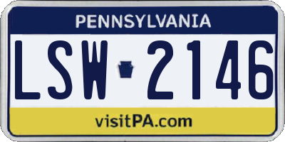 PA license plate LSW2146