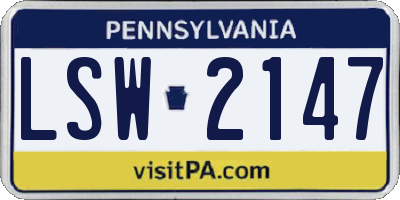 PA license plate LSW2147