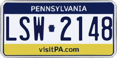 PA license plate LSW2148