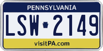 PA license plate LSW2149