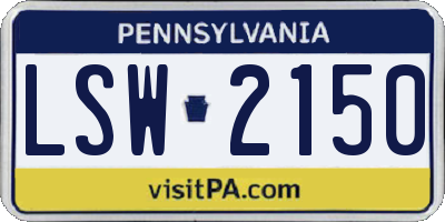 PA license plate LSW2150