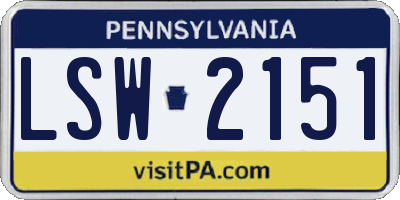 PA license plate LSW2151