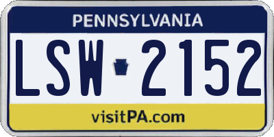 PA license plate LSW2152
