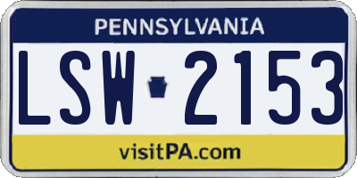 PA license plate LSW2153