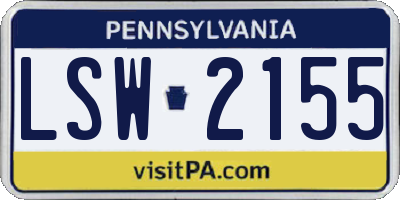 PA license plate LSW2155