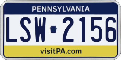 PA license plate LSW2156