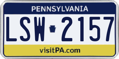 PA license plate LSW2157